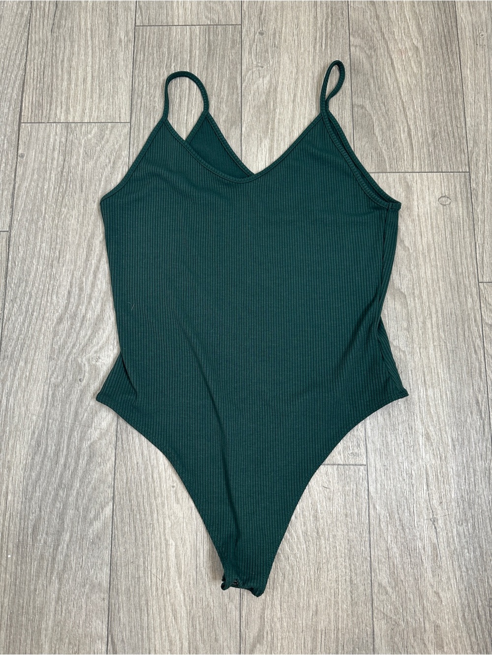 American Eagle Green Ribbed Bodysuit Size Large Sleeveless Stretch